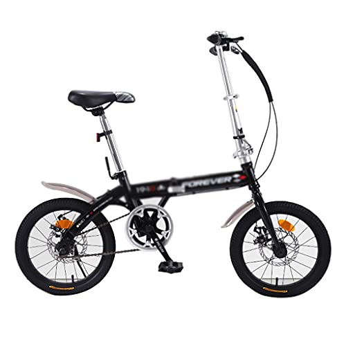 Bicicletas Plegables Estudiantes Niños Plegable De 16 Pulgadas Liviana Un Regalo para Los Niños (Color : Black, Size : 16 Inches)