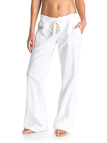 Billabong Oceanside Pantalón De Lino con Pata Ancha, Mujer, Blanco (Sea Salt), S