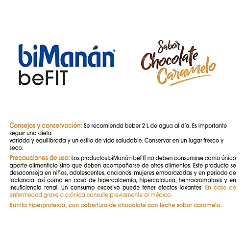 BiManán beFIT - Barritas de Proteína Sabor Chocolate Caramelo, para Tonificar tu Masa Muscular - Caja de 6 unidades