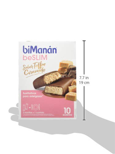 BiManán beSLIM - Barritas Sustitutivas Sabor Toffee Caramelo, para ayudarte a controlar tu peso - Caja de 10 unidades