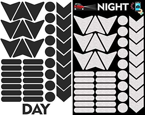 Biomar Labs® 40pcs Negro Kit de Pegatina Cinta de Advertencia Reflectiva Reflectante Vinilo Adhesivo Coches Cascos Motos Ciclomotores Bicicletas Ordenador Portátil D 46