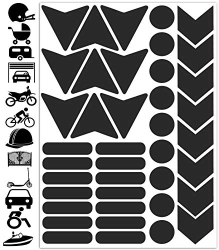 Biomar Labs® 40pcs Negro Kit de Pegatina Cinta de Advertencia Reflectiva Reflectante Vinilo Adhesivo Coches Cascos Motos Ciclomotores Bicicletas Ordenador Portátil D 46