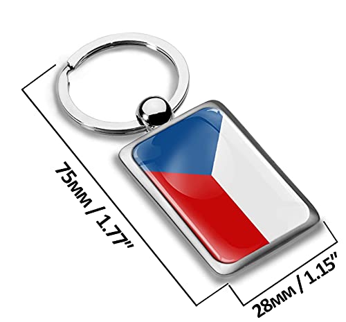 Biomar Labs® Llavero con Caja de Regalo de Metal en 3D para Hombres y Mujeres Bandera Nacional República Checa Czech Republic Flag KK 235