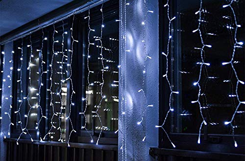 BLOOMWIN Guirnaldas Cortina de Luces 256 LED 6m * 1m 6V Bajo Voltaje con 8 modos Luces de Navidad Cadena Hadas Interior Exterior para Navidad,Boda, Fiesta,Jardín,Ventana, Pared,Balcón
