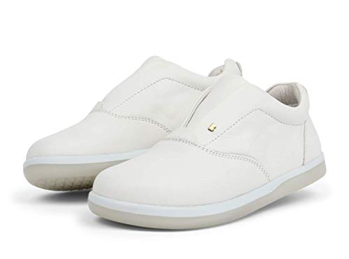 Bobux Kid+ Duke Shoes_Expertos Caminantes - Una Zapatilla Deportiva de Piel de Suela Flexible y Resistente. (White, Numeric_30)