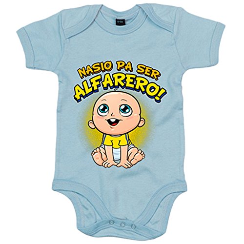 Body bebé nacido para ser Alfarero para aficionado al fútbol de Alcorcón - Celeste, Talla única 12 meses