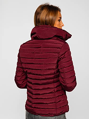 BOLF Mujer Chaqueta acolchada de Invierno Cierre de Cremallera Cuello alto Plumas Jacket Cazadora Sweatshirt Zip Deporte Ocio Estilo Estilo Diario 23063 Burdeos S [D4D]