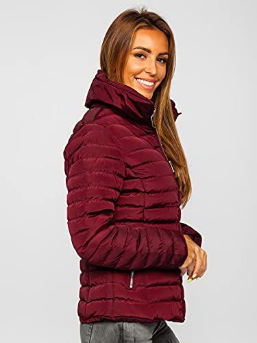 BOLF Mujer Chaqueta acolchada de Invierno Cierre de Cremallera Cuello alto Plumas Jacket Cazadora Sweatshirt Zip Deporte Ocio Estilo Estilo Diario 23063 Burdeos S [D4D]