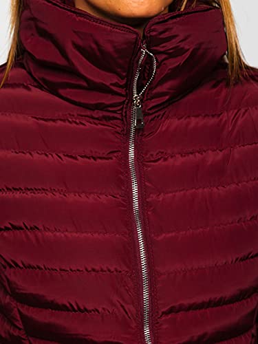 BOLF Mujer Chaqueta acolchada de Invierno Cierre de Cremallera Cuello alto Plumas Jacket Cazadora Sweatshirt Zip Deporte Ocio Estilo Estilo Diario 23063 Burdeos S [D4D]