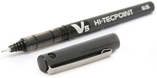 Bolígrafo Pilot BX V5 negro Hi-Tecpoint extra fino de 0,5 mm, punta de 0,3 mm de ancho de línea (6 unidades)