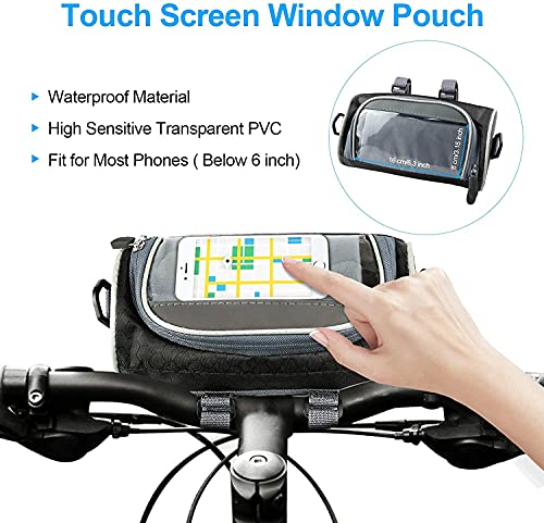 Bolsa para manillar de bicicleta, resistente al agua, gran capacidad, con smartphone, pantalla táctil, accesorio para bicicleta, ideal para navegación.