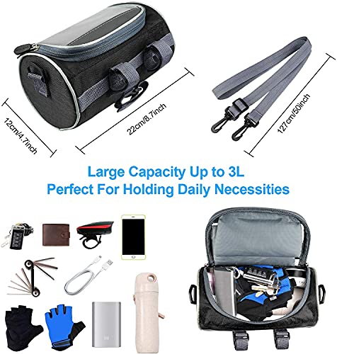 Bolsa para manillar de bicicleta, resistente al agua, gran capacidad, con smartphone, pantalla táctil, accesorio para bicicleta, ideal para navegación.