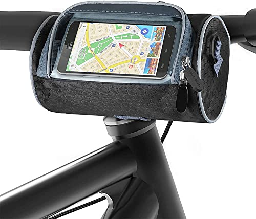 Bolsa para manillar de bicicleta, resistente al agua, gran capacidad, con smartphone, pantalla táctil, accesorio para bicicleta, ideal para navegación.