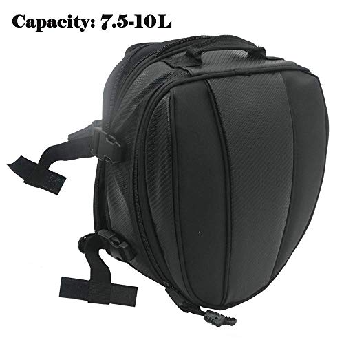 Bolso del Paquete del Cuero de la Cola del Asiento Trasero de la Motocicleta Bolsa de Equipaje Extensible PU Impermeable 7.5-10L Capacidad para Ajuste Universal