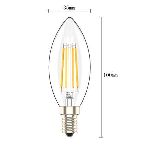 Bombilla LED C35, E14, 4 W equivalente a 30 W, Luz Calida 2700K,300 Lúmenes, No Regulable - Pack de 5