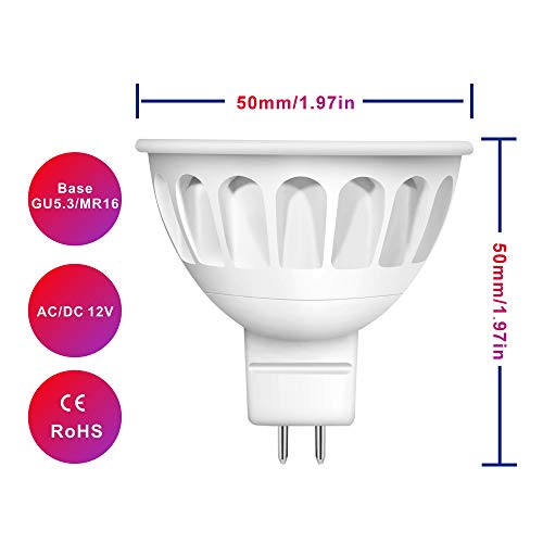 Bombillas LED GU5.3, Boxlood MR16 LED 5W Lámparas Halógenas Equivalentes a 50W, LED 12V MR16, Blanco Cálido 3000K, Bombillas led 500LM, LED GU5.3 40° Luz, 6 Pack