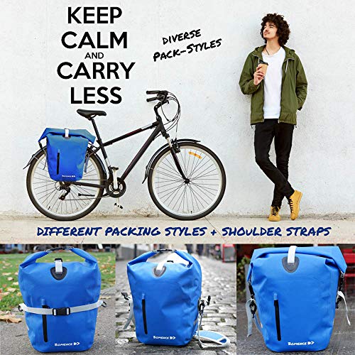 Bomence Alforja para bicicleta 100% impermeable, bolsa para sillín de bicicleta, bolsa para portaequipajes, grande, mate, 25 L, individual