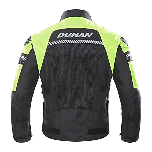 BORLENI Chaqueta de Motocicleta de Moto para Hombre, Respirable, Armadura Protección, reflexión de Alto Brillo, para Verano Primavera otoño XL