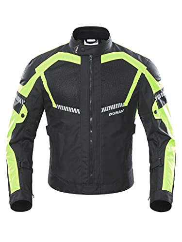 BORLENI Chaqueta de Motocicleta de Moto para Hombre, Respirable, Armadura Protección, reflexión de Alto Brillo, para Verano Primavera otoño XL