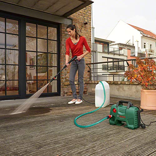 Bosch EasyAquatak 120 Limpiador de alta presión (3 x boquilla, pistola de alta presión, filtro de agua transparente, cable de 5 m, caja, 1500 vatios, presión: 120 bar, caudal máximo: 350 l / h)