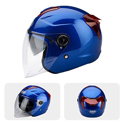 BOSEMAN Casco de Motocicleta con Visera, Adecuado para ciclomotores, Scooters, cruceros, Pase la Prueba de colisión para Cumplir con la Seguridad Vial（Azul）