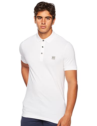 BOSS Casual Passenger 10193126 01, Polo Hombre, Blanco (White 100), Large, Slim Fit