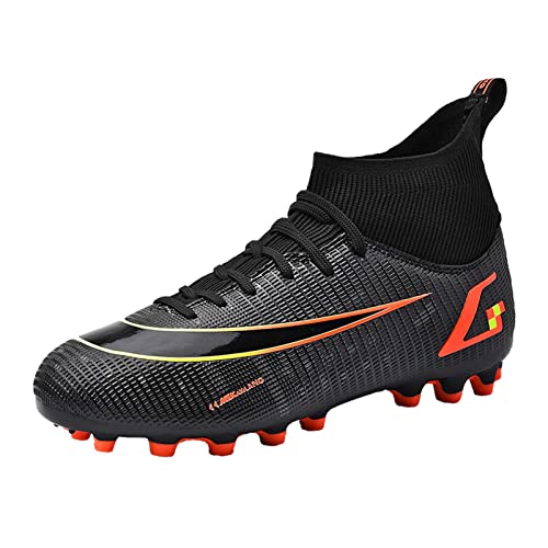 Botas de fútbol para hombre Botas de fútbol para niño con punta alta para fútbol, zapatos de entrenamiento profesional al aire libre zapatillas deportivas zapatillas de competición, negro 3, 39 1/3 EU