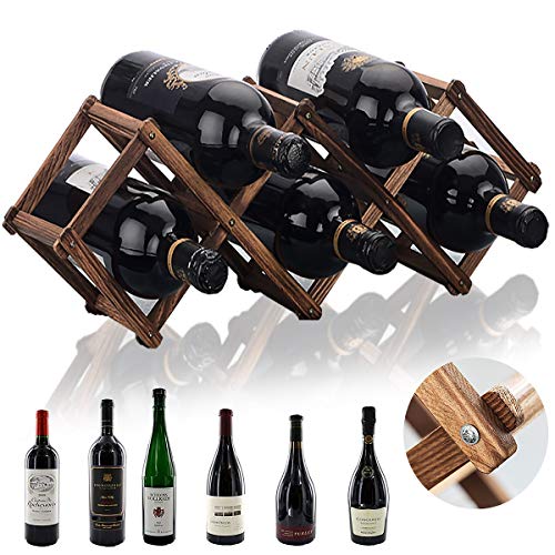 Botellero Vino Madera, Senteen Estantería De Vino Plegable Estante Botellas De Vino Vertical Portabotellas De Vino Apilable Wine Rack para Exhibición De Vinos Barra De Bar Cerveza Cocina Casera