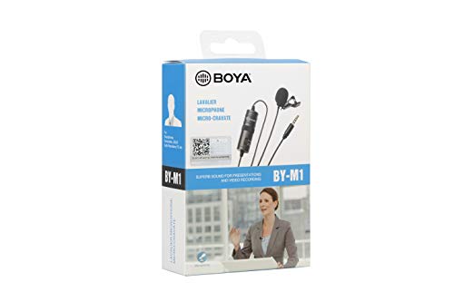 Boya - Micrófono de solapa BY-M1 para cámaras DSLR, smartphones, cámaras de vídeo y grabadoras de audio - Color negro