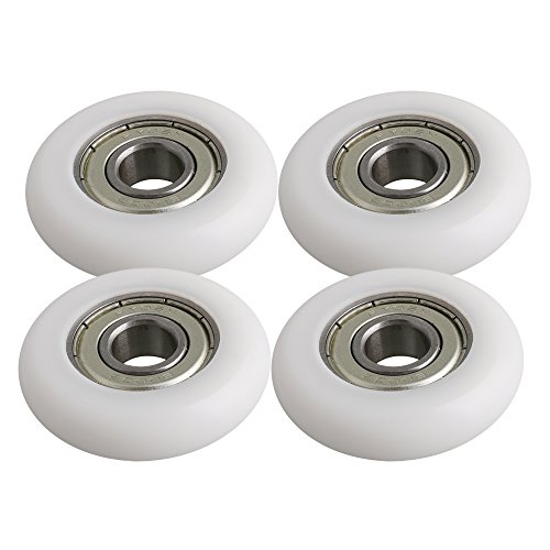 BQLZR - Rodamiento de bolas de acero con ruedas redondas para puerta, 10 x 40 x 10 mm, 83 kg, 4 unidades, color blanco