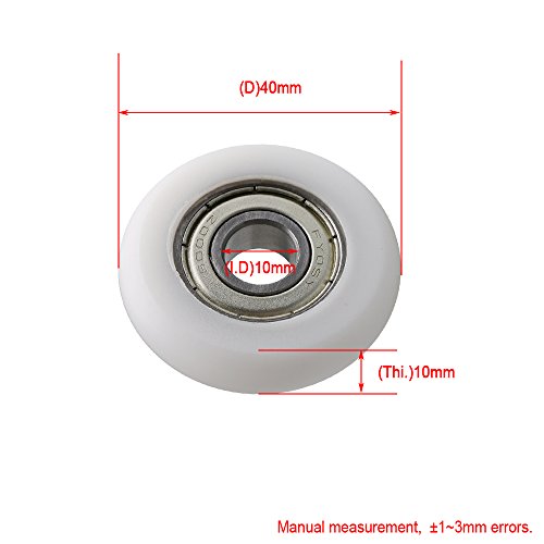 BQLZR - Rodamiento de bolas de acero con ruedas redondas para puerta, 10 x 40 x 10 mm, 83 kg, 4 unidades, color blanco