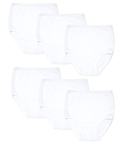 Bragas Altas Señora 100% algodón Clásicas Caladas de Mujer Suaves y cómodas (Pack de 6 Blanco, L)