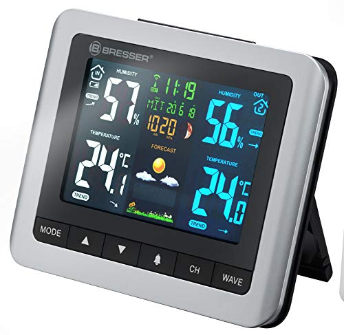 Bresser 7007510 MeteoTemp WTM Estación meteorológica inalámbrica con sensor exterior, termómetro interior y exterior, higrómetro, presión atmosférica, fases lunares y previsión meteorológica, Gris