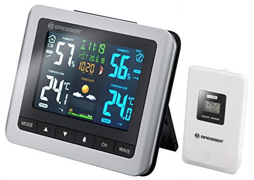 Bresser 7007510 MeteoTemp WTM Estación meteorológica inalámbrica con sensor exterior, termómetro interior y exterior, higrómetro, presión atmosférica, fases lunares y previsión meteorológica, Gris