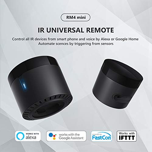 Broadlink - RM4 Mini - Mando a Distancia Universal de Audio y vídeo por Infrarrojos, Hub Remoto Wi-Fi para hogares Inteligentes, Compatible con Alexa (RM4 Mini)