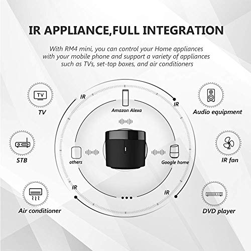 Broadlink - RM4 Mini - Mando a Distancia Universal de Audio y vídeo por Infrarrojos, Hub Remoto Wi-Fi para hogares Inteligentes, Compatible con Alexa (RM4 Mini)