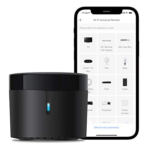 Broadlink - RM4 Mini - Mando a Distancia Universal de Audio y vídeo por Infrarrojos, Hub Remoto Wi-Fi para hogares Inteligentes, Compatible con Alexa (RM4 Mini)