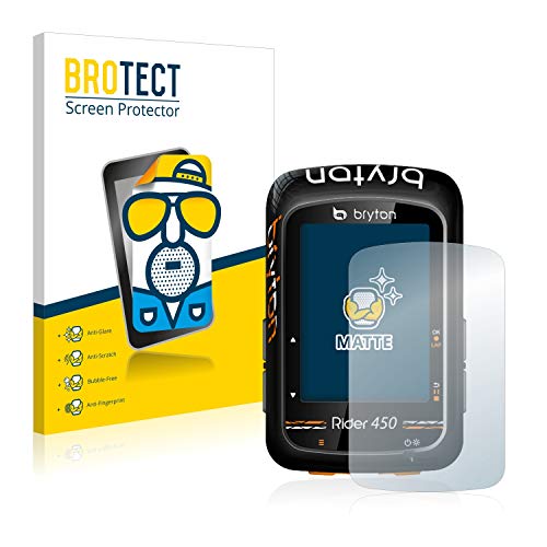 BROTECT Protector Pantalla Anti-Reflejos Compatible con Bryton Rider 410 / Rider 450 (2 Unidades) Película Mate Anti-Huellas