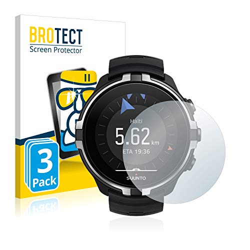 BROTECT Protector Pantalla Cristal Compatible con Suunto Spartan Sport Wrist HR Baro Stealth Protector Pantalla Vidrio (3 Unidades) - Dureza Extrema