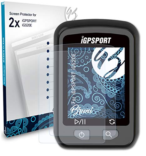 Bruni Película Protectora Compatible con iGPSPORT iGS20E Protector Película, Claro Lámina Protectora (2X)