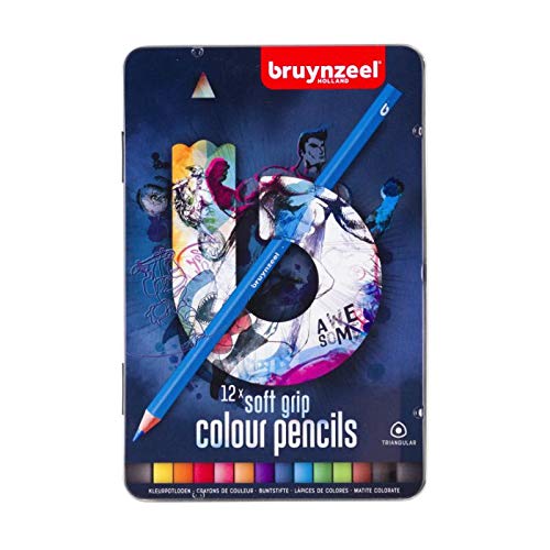 Bruynzeel Teens 12 soft grip kleurpotloden (donker)