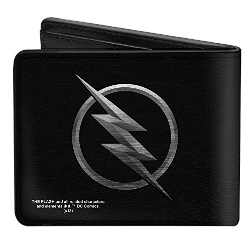 Buckle-Down - Logotipo de flash inverso para hombre, grabado en negro/plata, multicolor, tamaño estándar