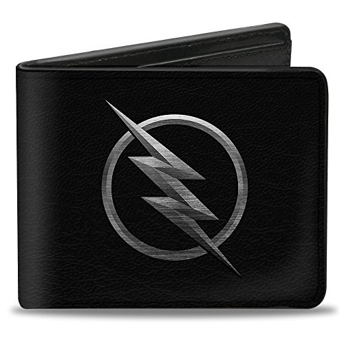 Buckle-Down - Logotipo de flash inverso para hombre, grabado en negro/plata, multicolor, tamaño estándar