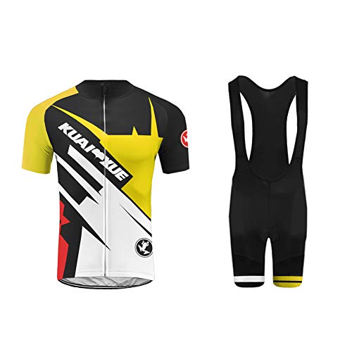 BurningBikewear Bikewear Traje de Deporte al Aire Libre Jersey de equitación Ropa Deportiva de Manga Corta Jersey + Correa Pantalones Primavera y Verano Transpirable y de Secado Rápido