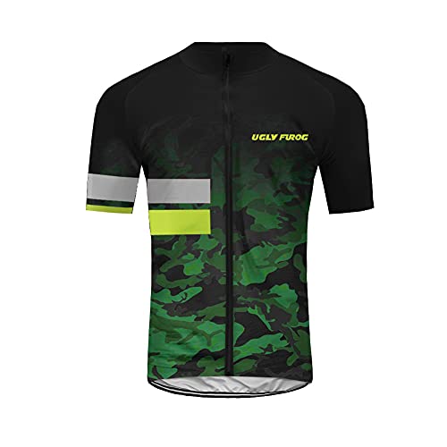 BurningBikewear Camuflaje Serie Women Wear Mujer Manga Corta Ciclismo Jersey Full Zip Humedad Wicking, Transpirable Running Tops - Bike Biking Shirt de Uglyfrog