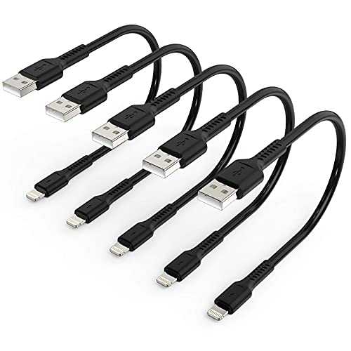 Cable de carga de iPhone corto de 0,3m, 5Pack Cable USB A a Lightning de 30 cm Original iPhone Quick Charge Cable Compatible para Apple iPhone 12 11 Pro Max Xs Xr X 8 7 6 Plus SE iPad Air/Mini