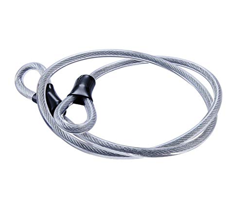 Cable de seguridad de acero inoxidable, cable de acero trenzado de doble bucle, cerradura flexible, candado en U de 3/8 de pulgada, candado, cable de alambre transparente con anillo,
