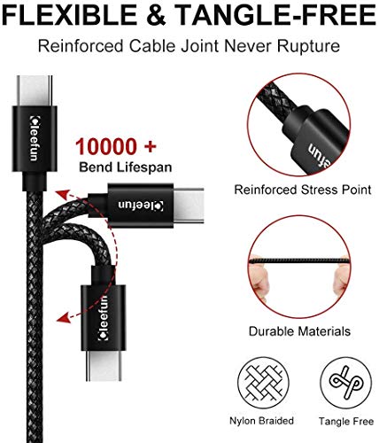 Cable USB C Corto (0,3m 2 Pack), CLEEFUN Cable USB Tipo C de Carga Rápida, Ultra Resistente Nylon Cable para Samsung Galaxy S10 S9 S8 A40 A50 M20 M30s, Xiaomi Mi 8 9 9T, Redmi Note 8 9 Pro, Moto G6 G7