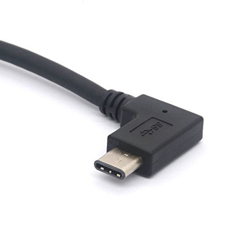 Cable USB-C en ángulo recto de 90 grados macho a hembra tipo C para Chromebook, Samsung Galaxy S8, Nexus 5X 6P y otros dispositivos de puerto USB C de 20 cm