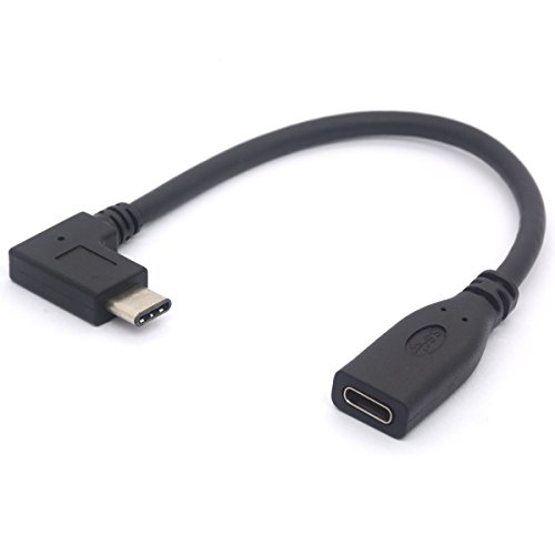 Cable USB-C en ángulo recto de 90 grados macho a hembra tipo C para Chromebook, Samsung Galaxy S8, Nexus 5X 6P y otros dispositivos de puerto USB C de 20 cm